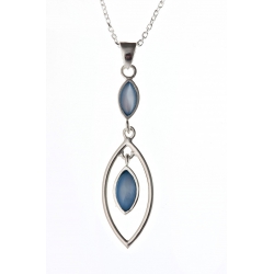 Collier argent 5,3g nacre bleue 45 cm