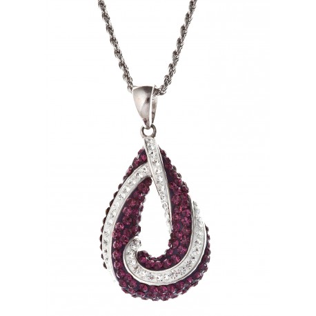 Collier argent rhodié 8,9g avec cristal preciosa 45 cm