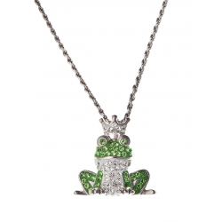 Collier argent rhodié 7,4g "grenouille" avec cristal preciosa 45 cm