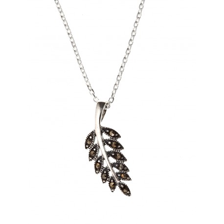 Collier argent 3,3g "feuille" marcassite