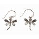 Boucles d'oreille 2,7g "libéllule" marcassite et nacre