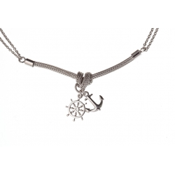 Collier argent rhodié 7,5g "thème marin" 40+5cm