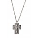 Collier argent rhodié 3,4g croix 2 tons noire et argent zircons 40+2,5cm