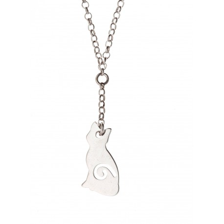 Collier argent rhodié 3,5g "chat" 36+5 cm