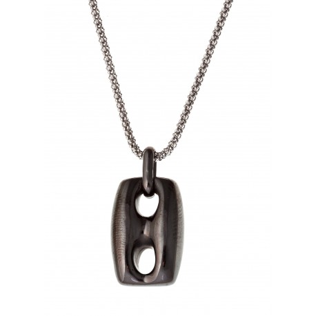 Collier argent rhodié 4,7g 42cm  noir et argent