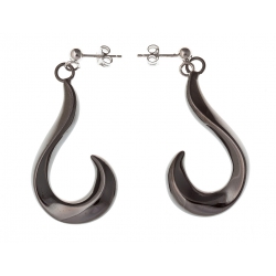 Boucles d'oreille argent rhodié 4,6g "?"  2 tons noir et argent