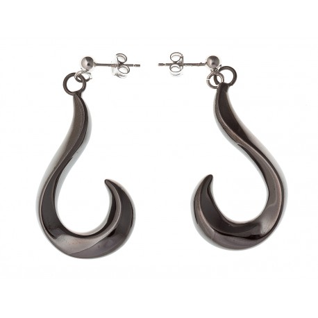 Boucles d'oreille argent rhodié 4,6g "?"  2 tons noir et argent