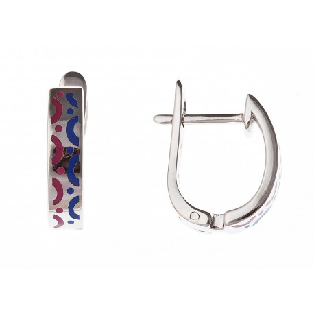 Boucles d'oreille argent rhodié 3,7g émail