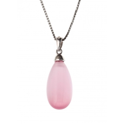 Collier argent rhodié 2,6g œil de chat rose 40 cm