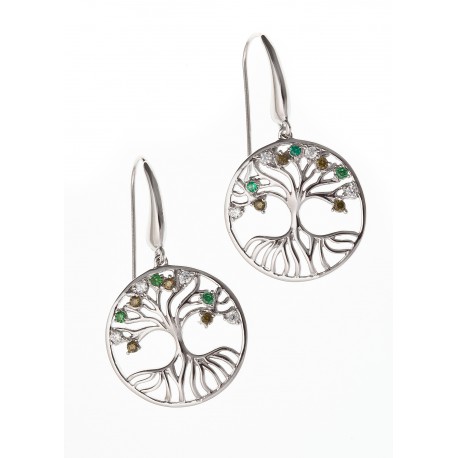 Boucles d'oreille argent rhodié 6g zircons blancs et teintés