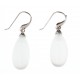 Boucles d'oreille argent rhodié 1,9g œil de chat blanc