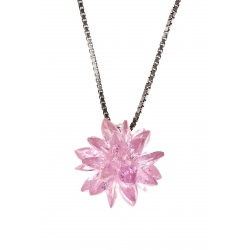 Collier argent rhodié 4,2g zircon rose 42 cm