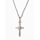 Collier argent rhodié 2,9g "croix" zircons 38+5 cm