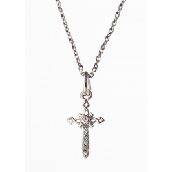 Collier argent rhodié 2,9g "croix" zircons 38+5 cm