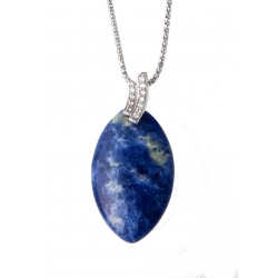 Collier argent rhodié 3,9g sodalite et zircons 45 cm