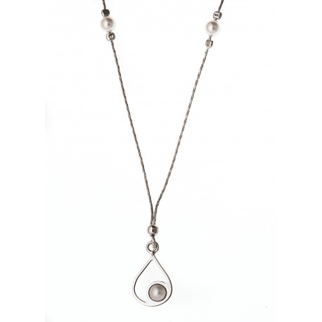 Collier argent rhodié 2,8g perles de swarovski 40 cm