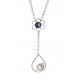 Collier argent rhodié 2,9g perle et cristal de swarovski 42 cm