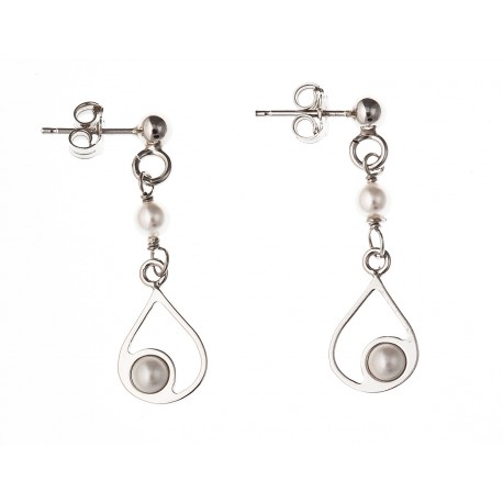 Boucles d'oreille argent rhodié 2g perles de swarovski