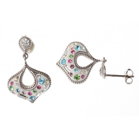 Boucles argent rhodié 4,2g  avec cristal de swarovski