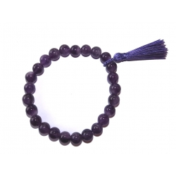 Bracelet fantaisie "Pompon 4 cm" élastique - améthyste