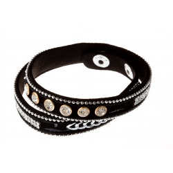 Bracelet fantaisie noir avec strass et chaine