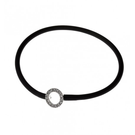 Bracelet argent rhodié 1,8g "rond" silicone et zircons élastique