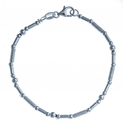 Bracelet en argent 5,1g - plein et diamanté - 18,5 cm