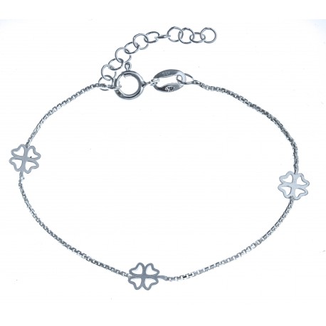 Bracelet en argent 1,4g "trèfles à 4 feuilles" - 15+3cm