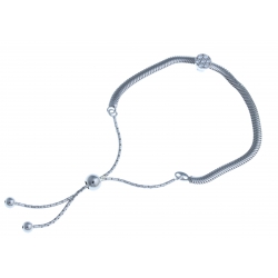 Bracelet en argent rhodié 4,7g - zircons - réglable