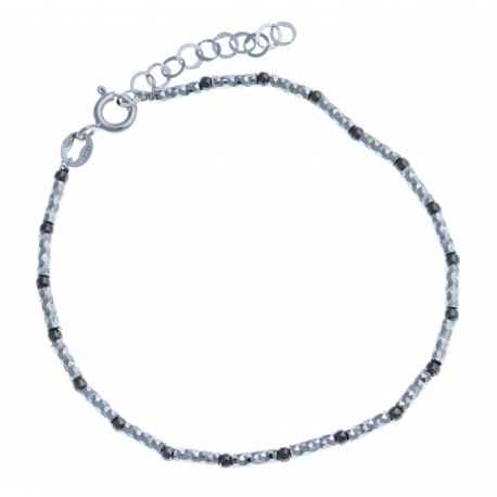 Bracelet en argent rhodié 2,9g - 2 tons 17+3 cm