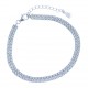 Bracelet en argent rhodié 6,7g - 2 lignes zircons - 17+3 cm