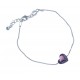 Bracelet en argent rhodié 1,8g - "cur" - cristal de swarovski violet - 18,5cm