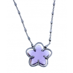 Collier en argent rhodié 3,5g - cristal de swarovski violet - 41 cm