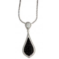 Collier en argent en argent rhodié 4,5g - strass preciosa - 40 cm