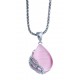 Collier en argent rhodié 4,2g - zircons - il de chat rose - 45 cm