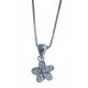 Collier en argent rhodié 3,5g "fleur" - zircons - 40 cm