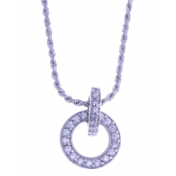 Collier en argent rhodié 5,6g - zircons - 45 cm