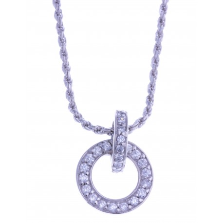 Collier en argent rhodié 5,6g - zircons - 45 cm