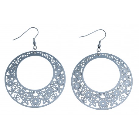 Boucles d'oreilles - acier blanc