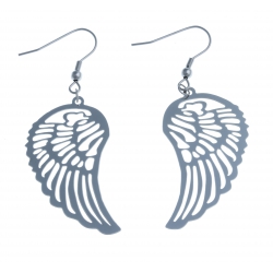 Boucles d'oreilles - acier blanc "ailes d'ange"