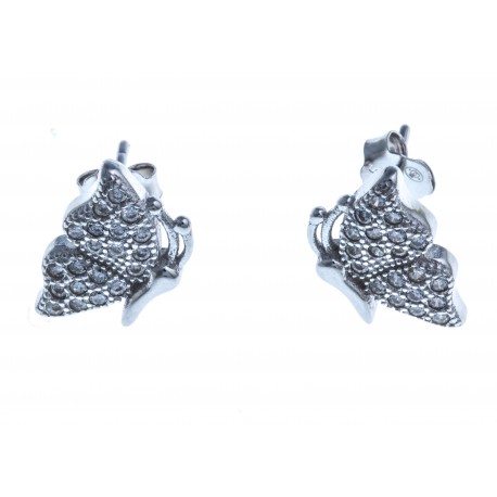 Boucles d'oreilles en argent rhodié 1,9g - zircons