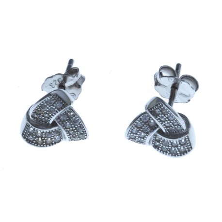 Boucles d'oreille en argent rhodié 1,8g "nud" - zircons