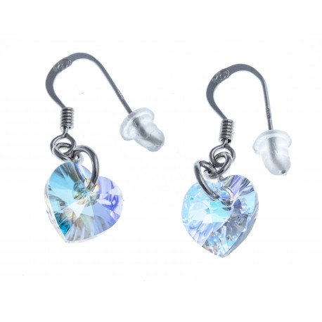 Boucles d'oreille en argent rhodié 1,8g "cur" - cristal de swarovski AB