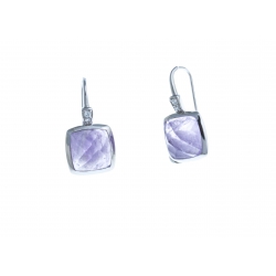 Boucles d'oreille argent rhodié 3g - améthyste - zircons