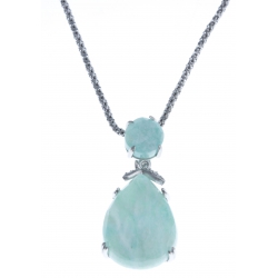 Collier argent rhodié 5g - amazonite - quartz - zircons - 45cm