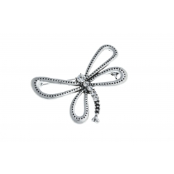 Broche fantaisie "libellule" - vieil argent - cristal