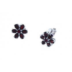 Boucles d'oreille argent rhodié 3,8g - grenats véritables