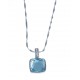 Collier acier - verre bleu clair - strass - 50 cm