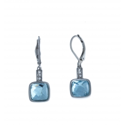 Boucles d'oreille acier - verre clair foncé - strass