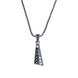 Collier argent rhodié 4,5g - zircons - marcassites - 45 cm